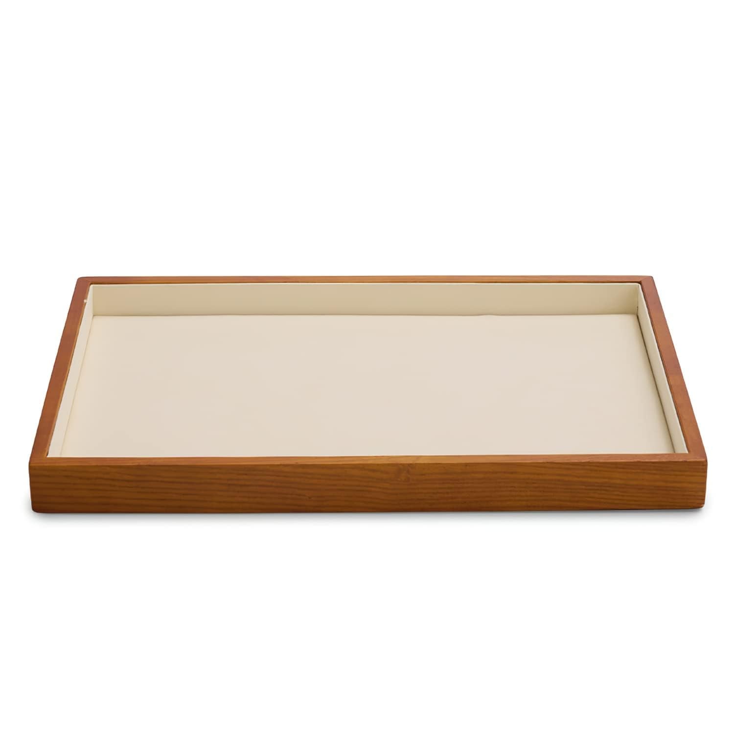 Oirlv ジュエリートレイ 木製 大きい フラットトレイ 時計 指輪 ネックレス 収納 展示用 高級 おしゃれ 適格請求書に対応 P04901 (ベージュ)