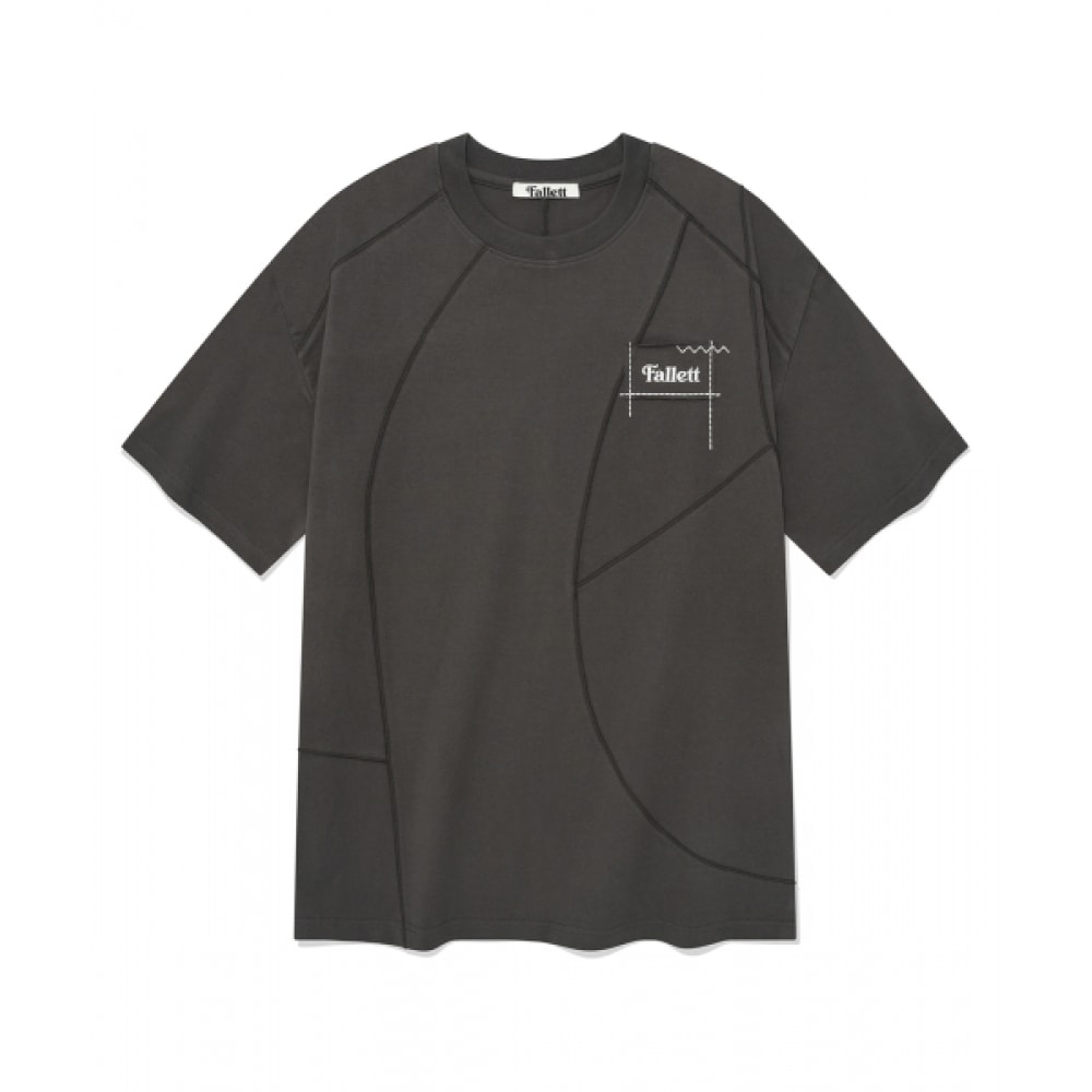 ファレットトップステッチショートスリーブ T シャツチャコール