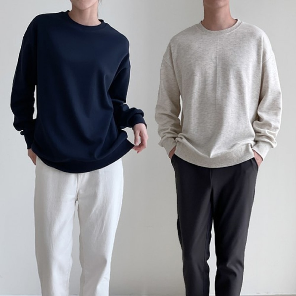 (Paul & Paul) 2 パックユニセックスプレーンオーバーフィットスウェットシャツ 5 色