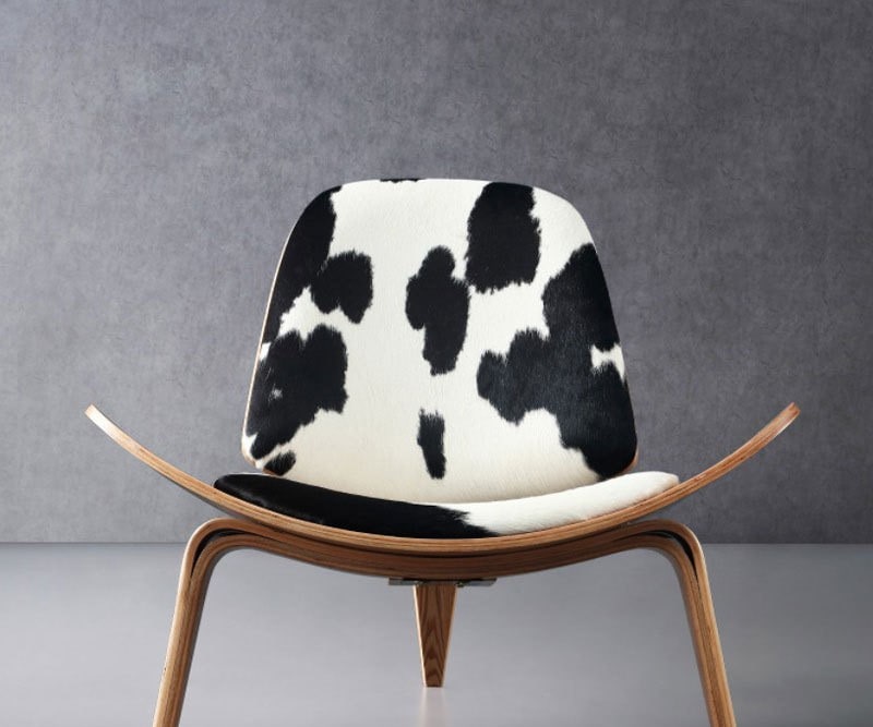 モダン シェル チェア 天然牛革 椅子 サイドシェル イームズチェア ボートチェア 木脚 肉厚座面 イージーチェア 北欧風 ブラック ブラウン