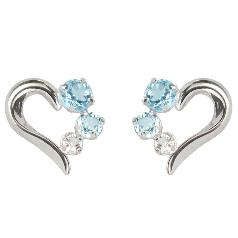 正規紙袋＆箱付 ピアス ハートモチーフピアス レディース アクアマリン トパーズ K10ホワイトゴー