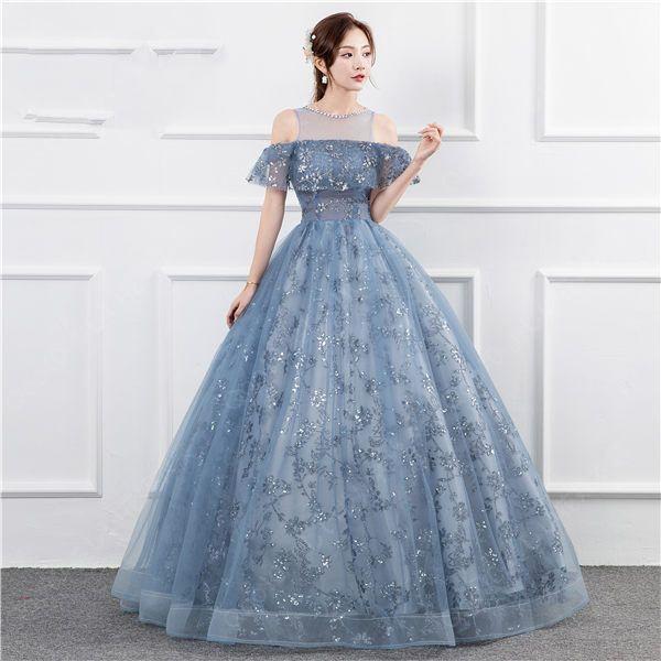 カラードレス ウエディング ロングドレス パーティードレス 演奏会 ピアノ 発表会 成人式 編み上げ 大人 ステージ 衣装 舞台 花嫁 刺繍ドレス イブニングドレス-64