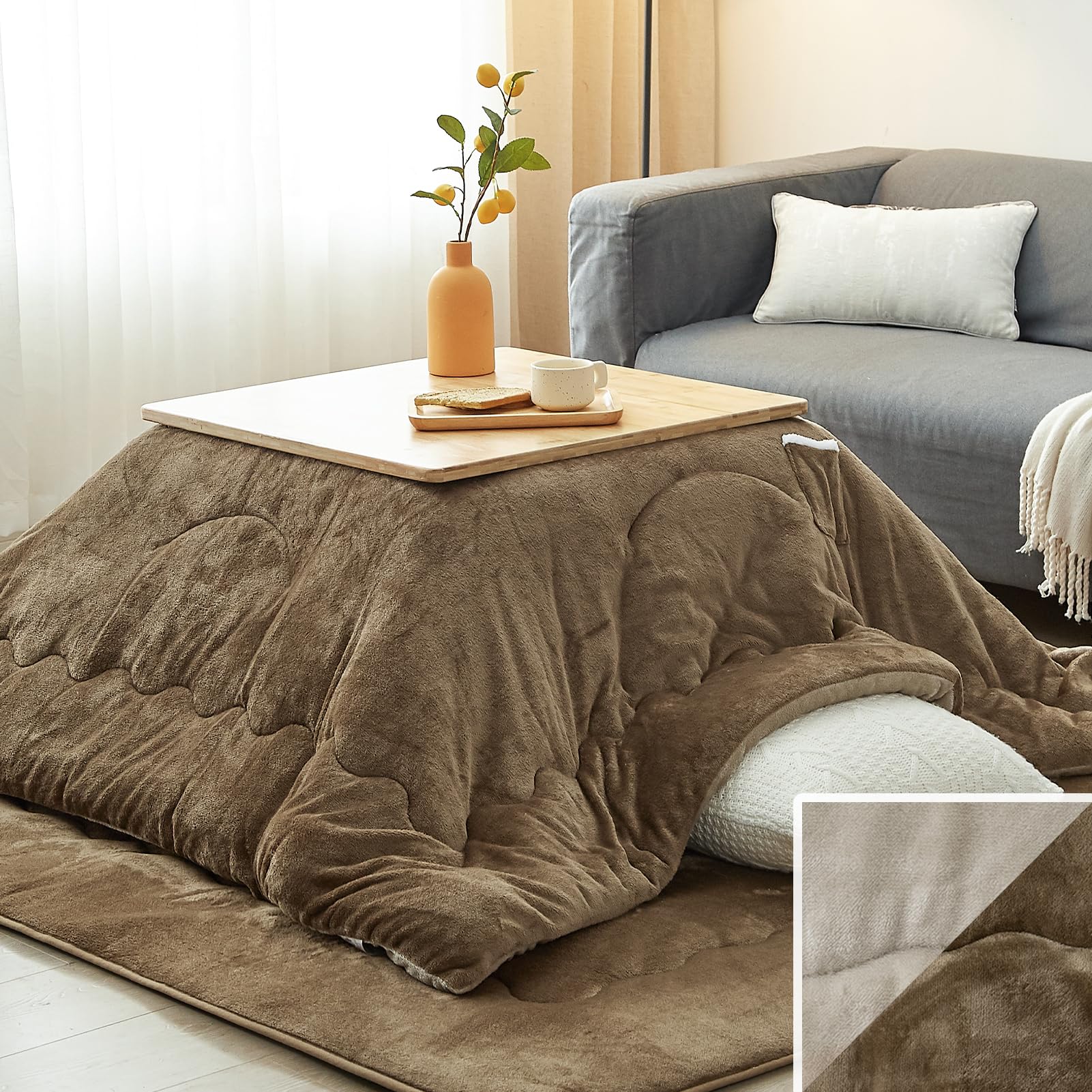 VK Living こたつ布団 正方形 単品185×185cm 中綿1.5kg 【SUPER HOT】 発熱綿使用+LockHeat速暖発熱繊維 撥水加工 ポケット付き フィットキルト こたつ掛け布団 5,303円