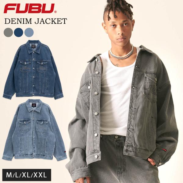 FUBU フブ デニムジャケット Gジャン メンズ レディース ブランドロゴ 刺繍 オーバーサイズ 大きいサイズ ゆったり XL XXL アウター ジージャン