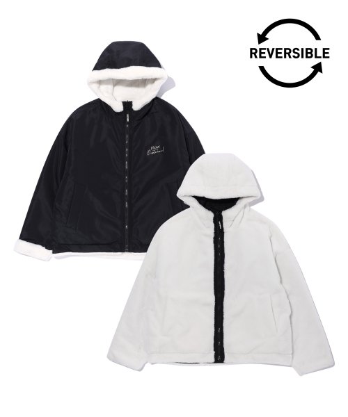 Reversible Mink Hood Zip-Up OFF WHITE (LM4JF810-0