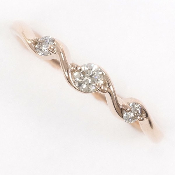 K10 10金 PG リング 指輪 11号 ブラウンダイヤ 0.15 ジュエリー 中古