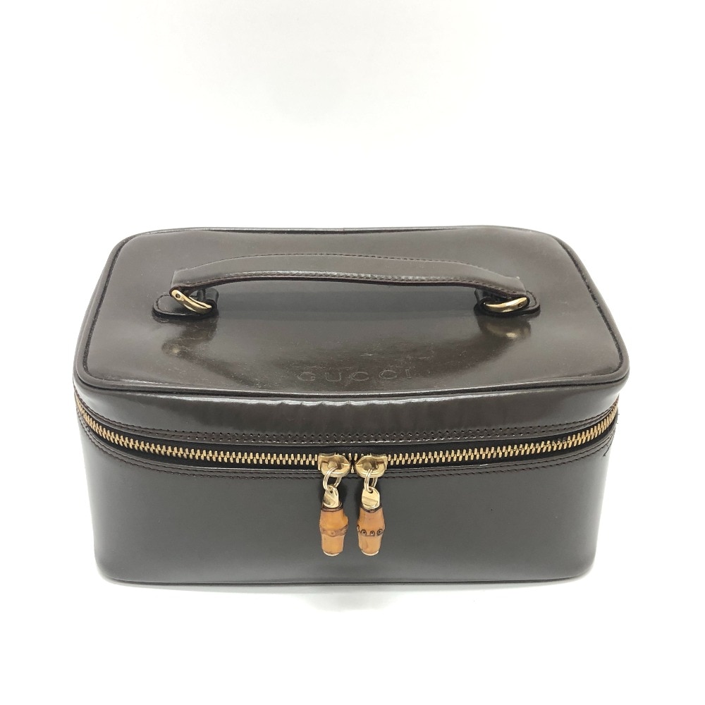 バニティバッグ 032.1956 バンブー オールドグッチ ハンドバッグ カバン バッグ ポーチ カーフレザー ブラウン