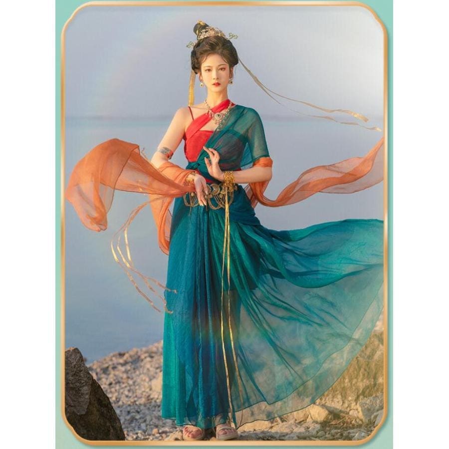 中国古典舞踊ダンス衣装 舞踊 華やか 中華ダンス 衣装 漢服 チャイナ衣装 チャイナ風ダンス衣装 華流 舞台衣装 飛天 飄々 ひらひら 中華服 豪華チャイナダ30%までに制限