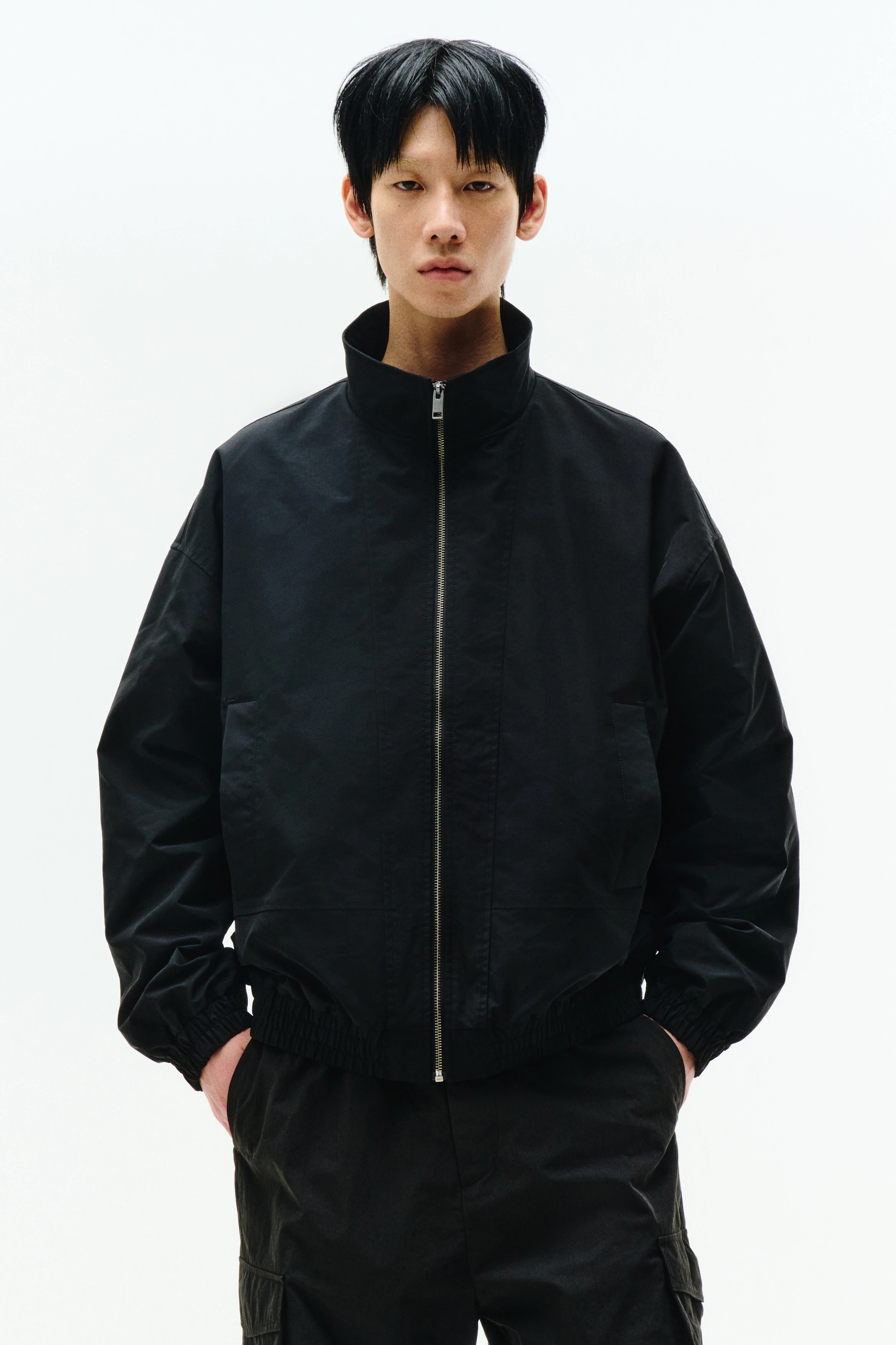 H&M ファネルネックジャケットルーズフィットブラック