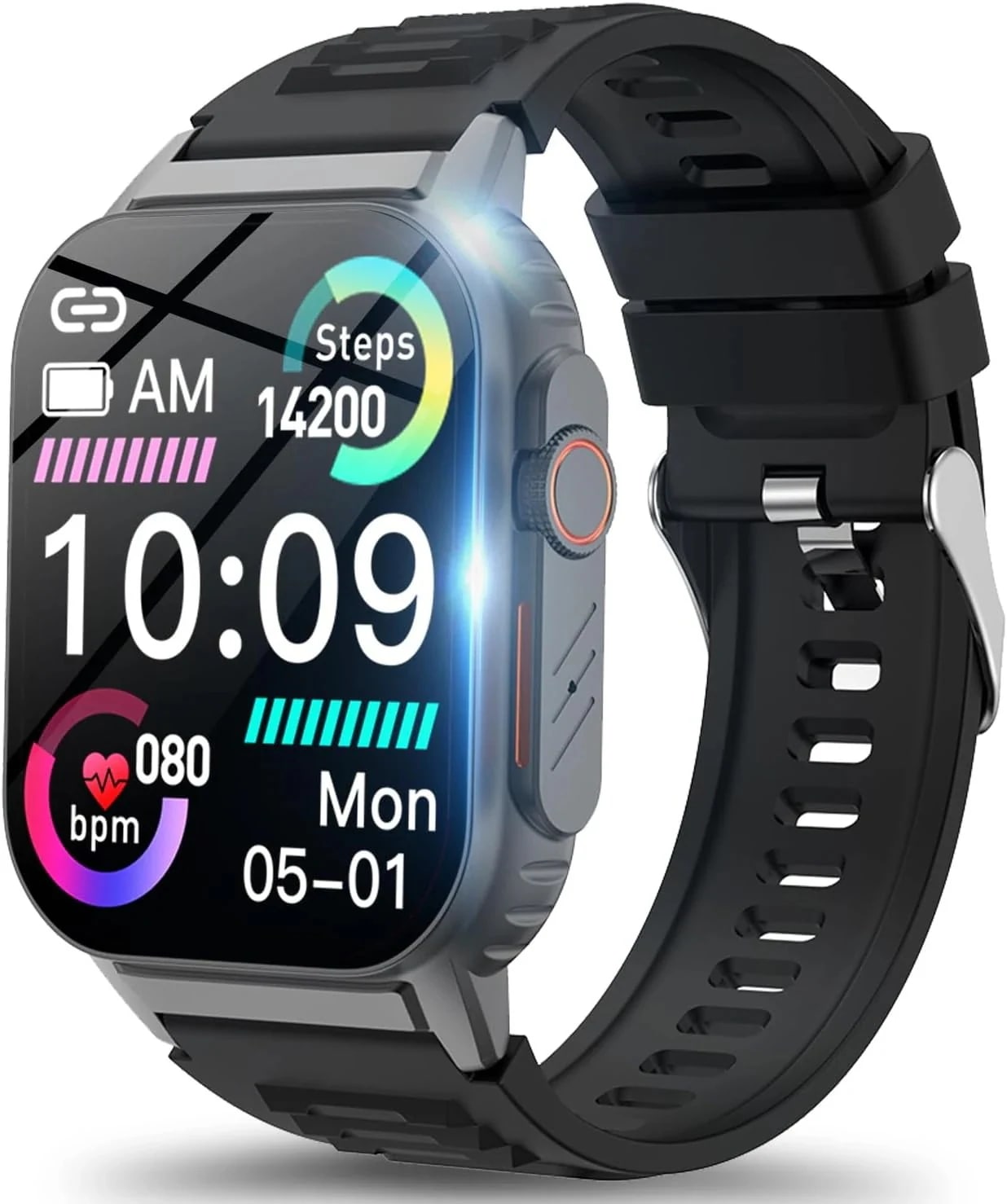 スマートウォッチ 【2025新登場2.01インチ大画面フルタッチスクリーン】Bluetooth通話機能 100種類運動モード 着信メッセージ通知 音声アシスタント 音楽コントロール 340mAh長