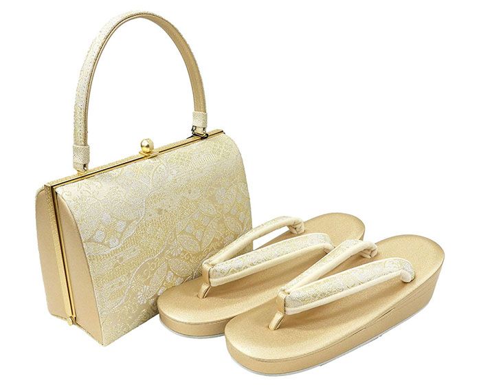 草履 バッグ 紗織 西陣織 帯地 草履 バッグセット フォーマル パールトーン加工済み Ｌ寸 日本製 訪問着 新品 n1404