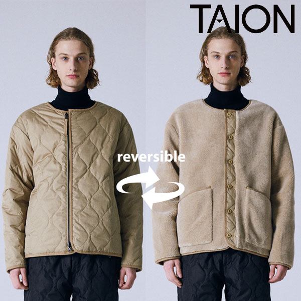 【SALE20%OFF】【即納】タイオン TAION アウター 23winter ミリタリー リバーシブル クルーネック ダウンジャケット ベスト ロング丈 長袖 r104