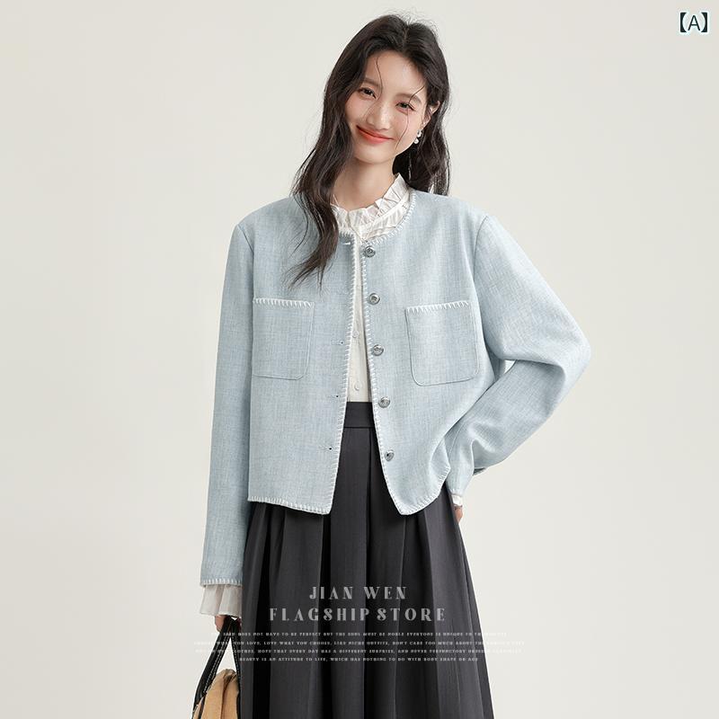 シューズ　スリッパ　カジュアル春秋 レトロ シングルブレスト スーツ ジャケット レディース ラウンドネック 優しい 小さい ショート