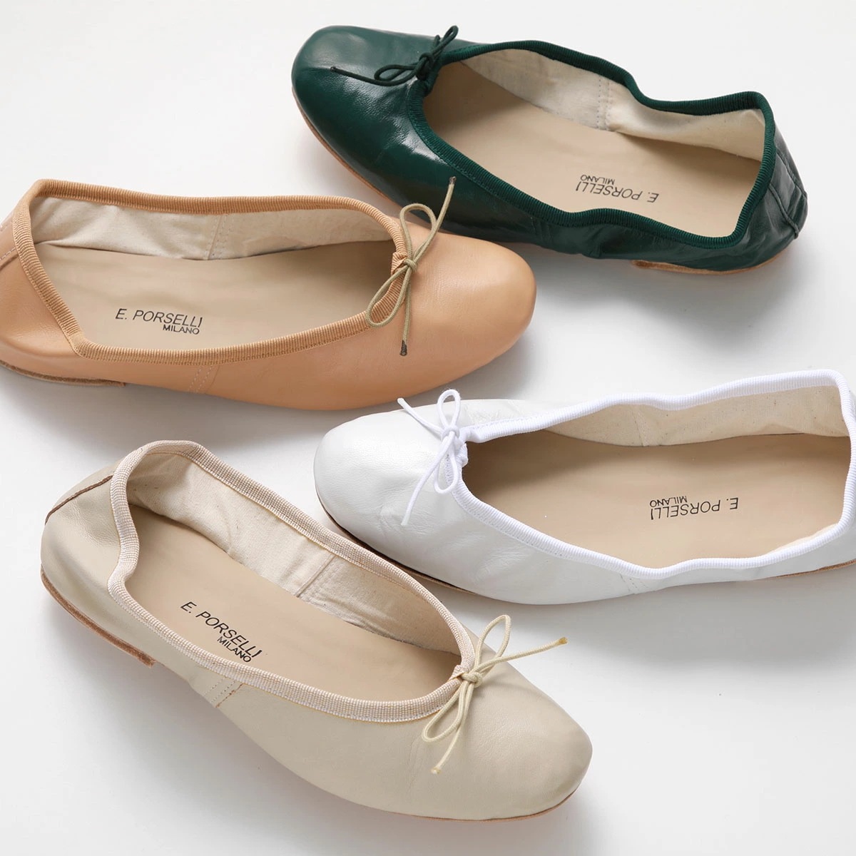 PORSELLI ポルセリ バレエシューズ BALLERINE PELLE レディース ナッパレザー イタリア製 フラットシューズ パンプス リボン ラウンドトゥ 靴 カラー4色