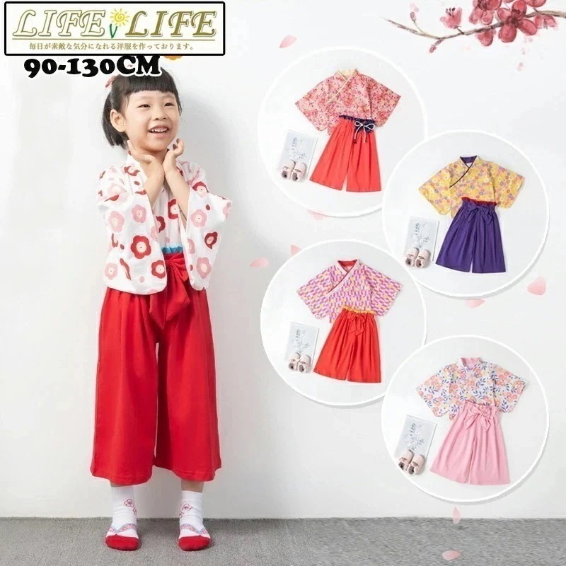 キッズ袴 袴セット 女子 浴衣 子供袴 袴風 着物 女子 子供 七五三 キッズ 2点 セット ひなまつり 端午節句 卒園式 女子 キッズ ガールズ 袴 卒業式 着付け 簡単 簡易 保育園 幼稚園