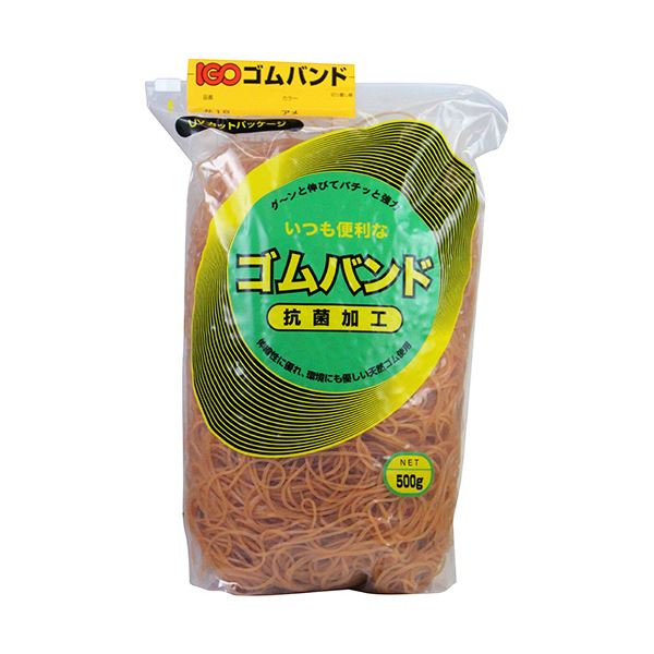 （まとめ）アイジーオー ゴムバンド #18 アメ色500g #18-A-M 1袋[x5セット]