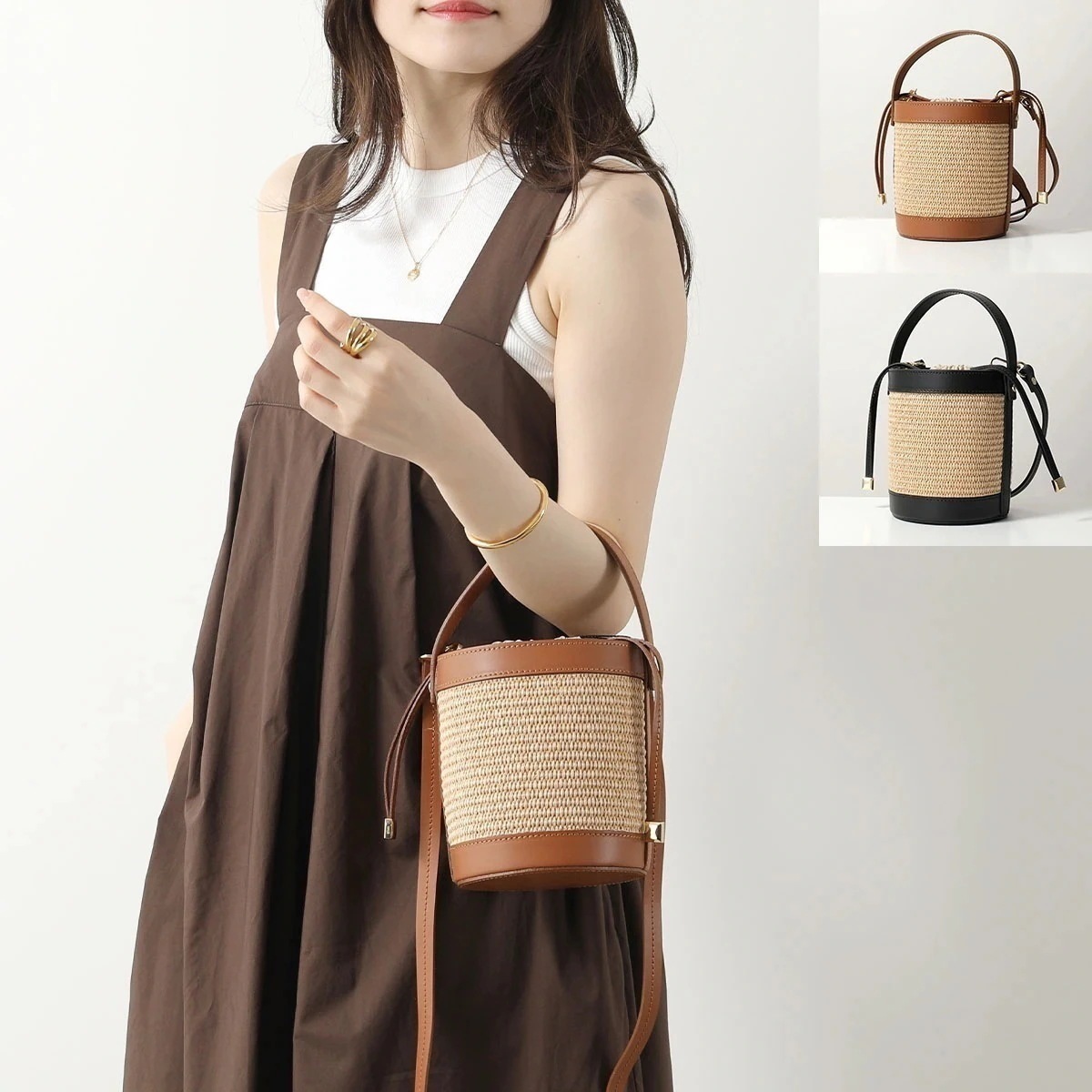 andrea cardone アンドレアカルドネ かごバッグ 1578S レディース ショルダーバッグ ハンドバッグ バケツ 巾着 鞄 カラー2色