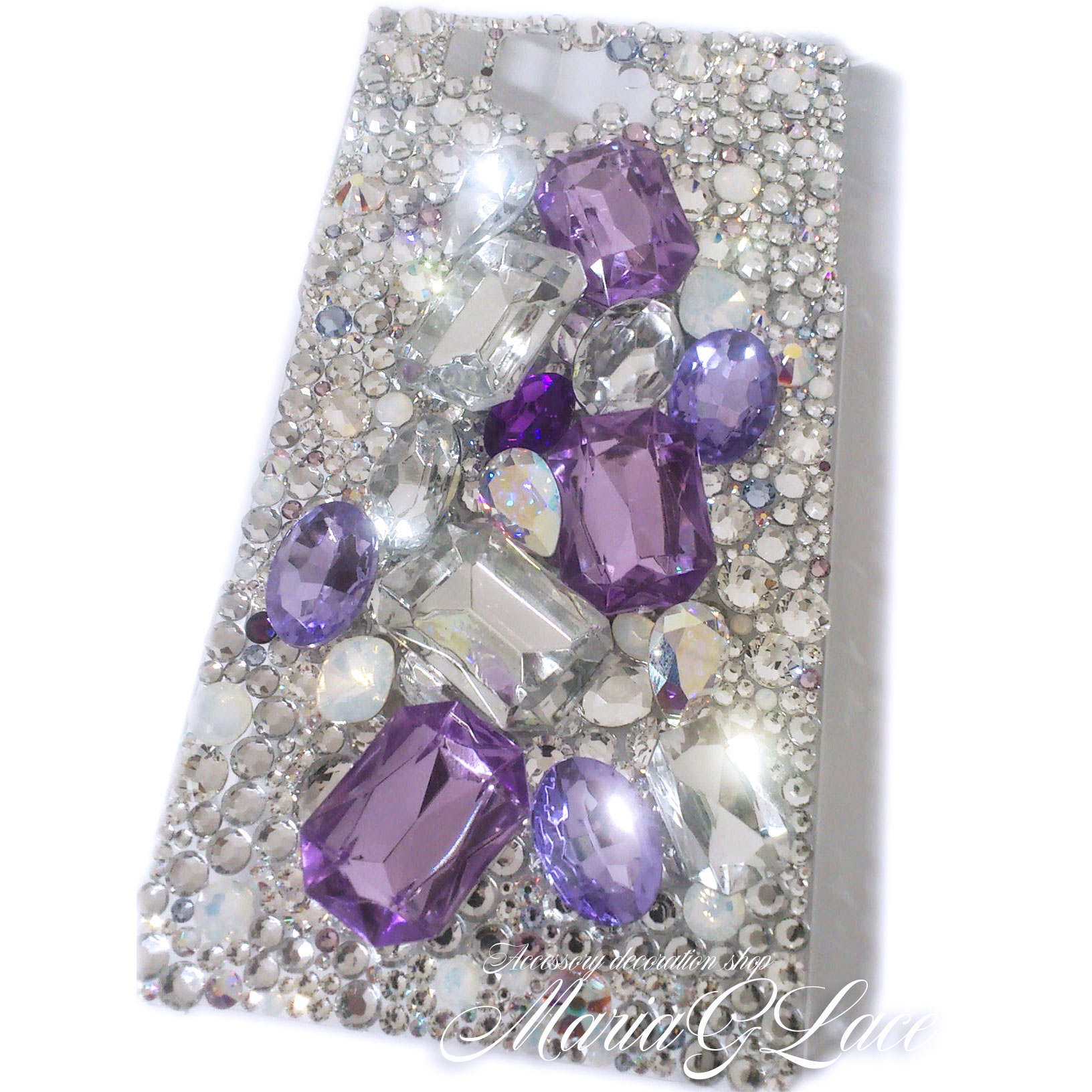 AQUOS sense7 SH-53C SHG10 ケース デコ キラキラ Purple Bijou スマホケース スマホカバー クリア かわいい 軽量 ハードケース シンプル 全面 プレゼントに レ