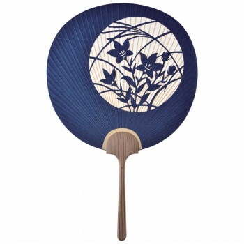 日本製（MADE IN JAPAN） うちわ 名月 （紺） 2059