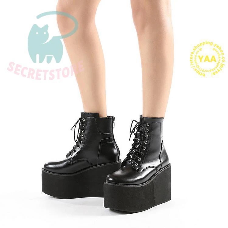 レディースファッション ショートブーツ 厚底ブーツ ウェッジソール レースアップ ウエスタンブーツ 革靴 合成皮革 母の日 ホワイトデー 2025