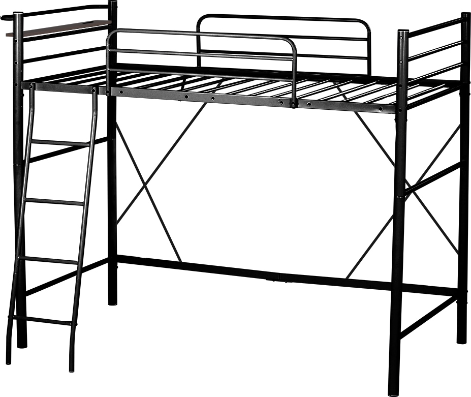 ロフトベッド ミアロフト 北欧風二段ベッド スチール製耐震ベッド 金属梯子付き