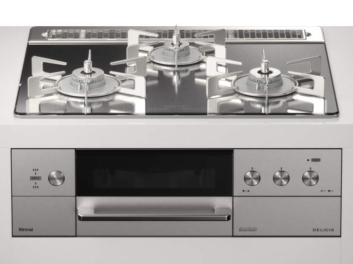 ビルトインコンロ DELICIA デリシア 3口 3V乾電池タイプ シンプルタイプ 都市ガス 13A 60cm プラチナミラーD RHS31W30E13RCASTW-13A