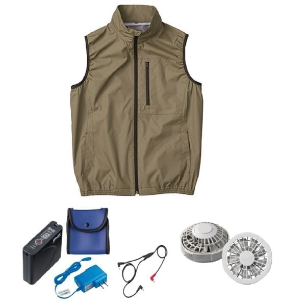 KU92140 空調服 R ポリエステル製 遮熱 タチエリ ベスト FAN2200G・RD9261・LISUPER1セット カーキグリーン 3L 15,133円
