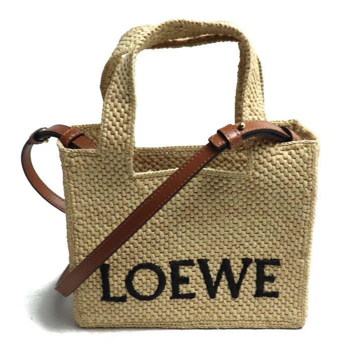 LOEWE ロエベ フォント トート ミニ（ラフィア） 2Wayショルダーバッグ ナチュラル A685V46X01 レディース 中古 美品
