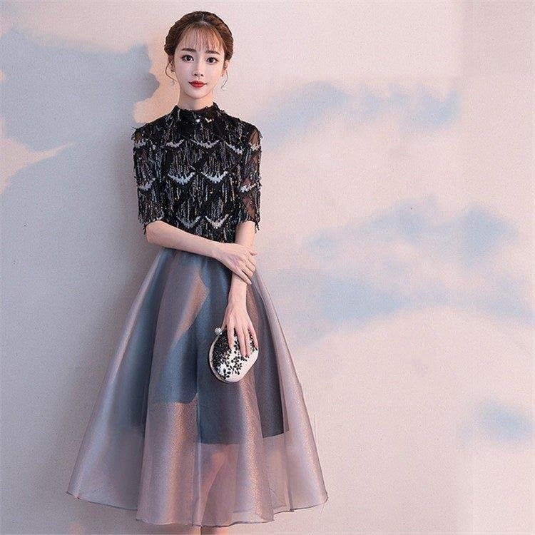 パーティードレス パーティドレス ドレス 結婚式 ワンピース 袖あり ミディアムドレス 二次会 お呼 5,327円