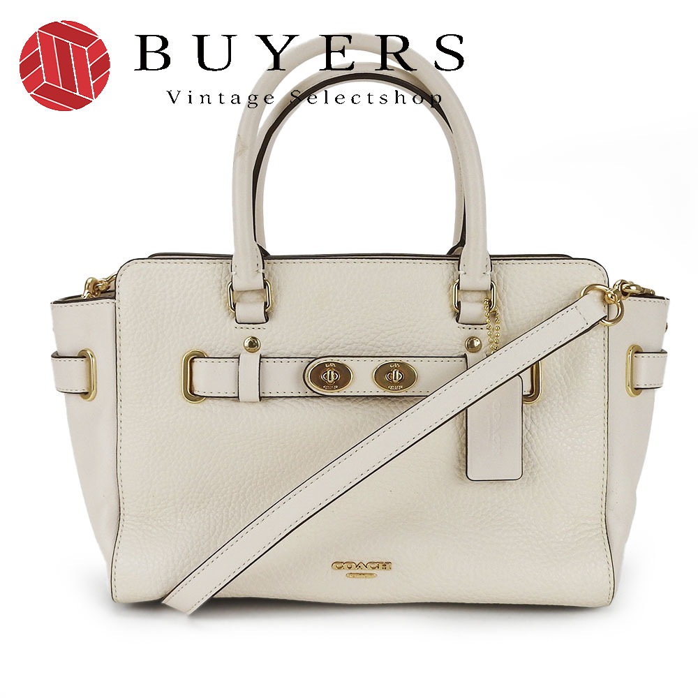 中古 ショルダーバッグ ブレイクキャリオール F55665 レザー ホワイト ゴールド金具 2WAY ハンドバッグ レディース 女性