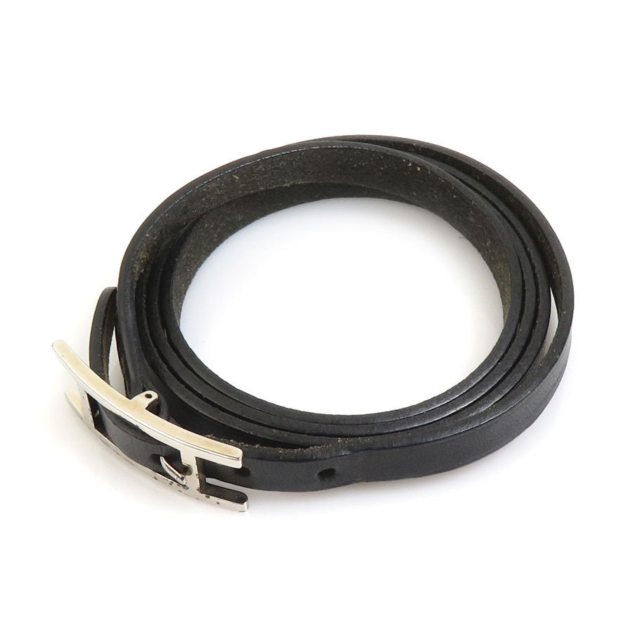 エルメス HERMES ブレスレット アピ レザー/メタル ブラック/シルバー ユニセックス w0953a