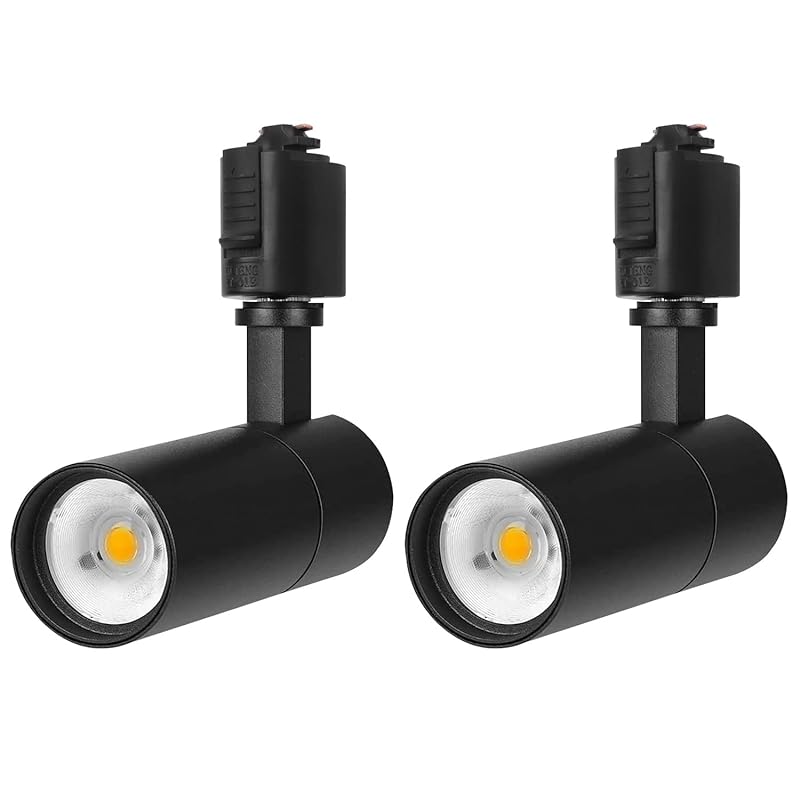 ライティングレール用スポットライト電球色100W相当 消費電力10W 大光量1000LM,照射角度調節可能 一般家庭照明/演出照明/商業施設/店舗商品展示用照明 （ブラック 2個セット）