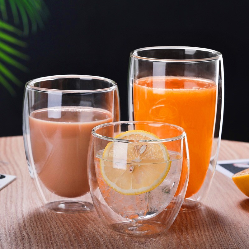 【正規品質保証】 厚くした2層ガラスの卵形のカップ断熱家庭用コーヒーカップウォーターカップジュースカップミルクカップ グラス