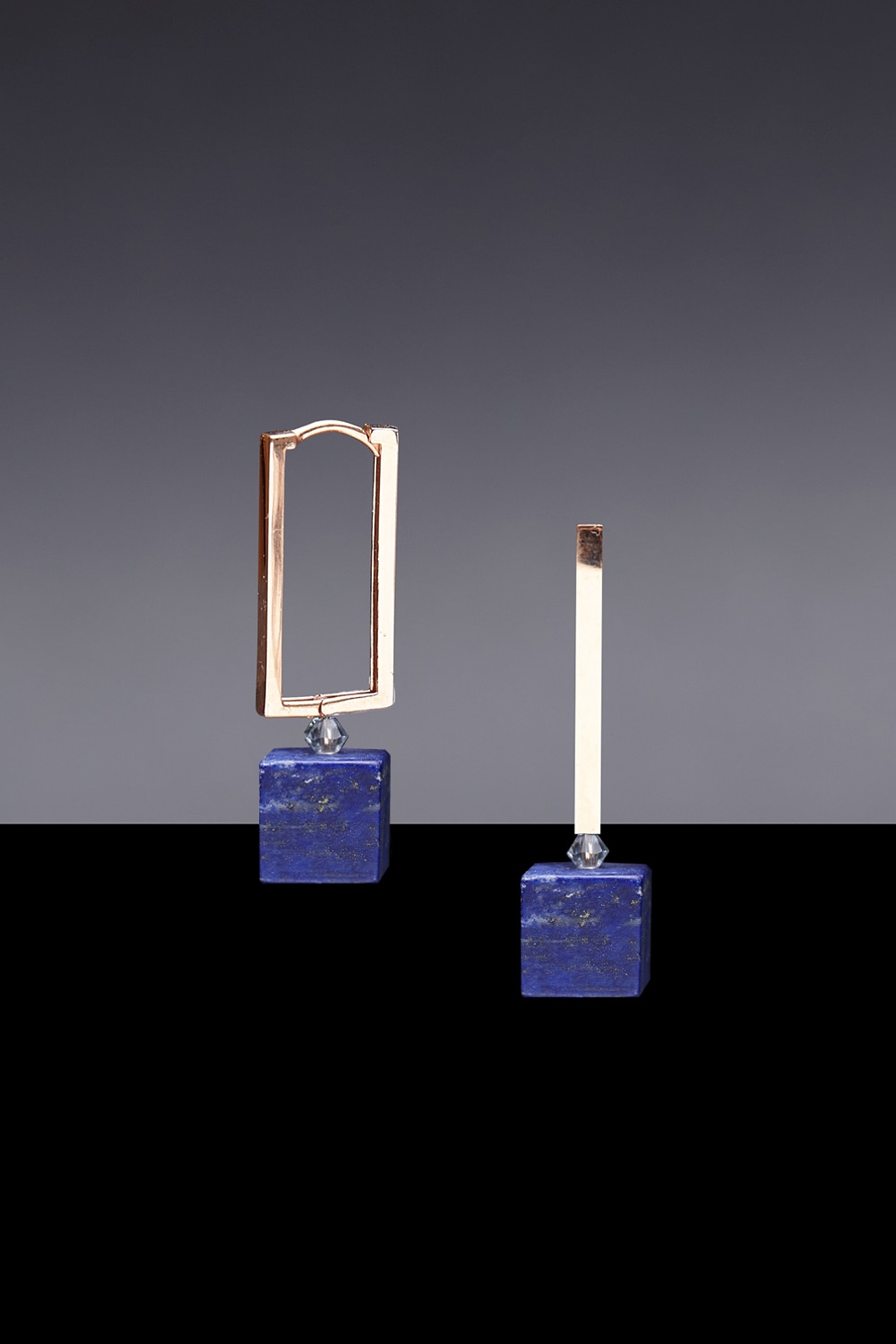 [HAZINA] [14KGold] Lapis Lazuli Square Hoop Earrings