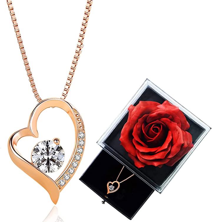 ネックレス レディース 45cmチェーン アクセサリー シルバー925 オープンハート型( レッドバラ（スタイル２）)