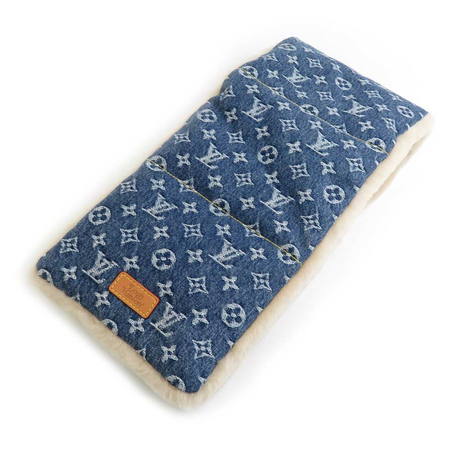 ルイ ヴィトン LOUIS VUITTON マフラー NIGO ニゴー コラボ モノグラム デニム エシャルプ シアリング デニム モノグラムデニム/ファー ブルー×ベージュ ユニセックス MP270