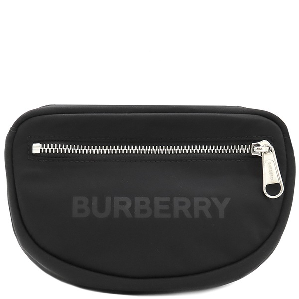 バーバリー BURBERRY ボディバッグ スモール ロゴプリント キャノン バムバッグ ナイロン ブラック シルバー金具 黒 【保存袋】【中古】