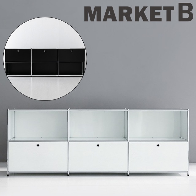 SIMPLIE 2段3列 収納棚 モジュールタイプ 2色(ホワイト/マットブラック) 3扉付き BC019