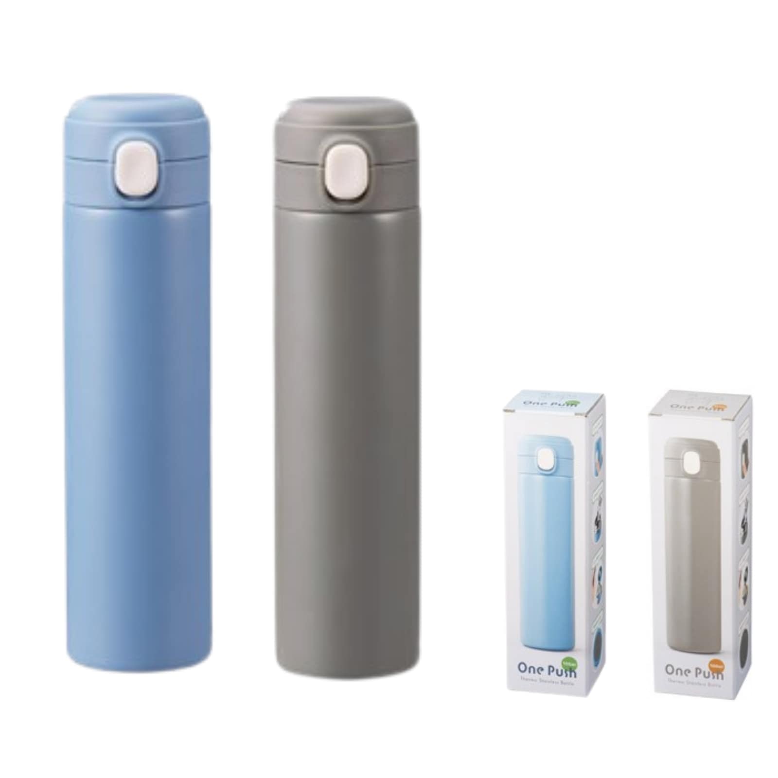 【40個販売】ワンプッシュ ステンレスボトル 500ml 保温 保冷 直飲み 真空断熱 水筒 片手で開閉可能 おしゃれ シンプル メンズ レディース 通勤 通学 アウトドア