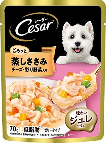 他サイト： シーザー パウチ 成犬用 蒸しささみ チーズ野菜入り 70g16個 (まとめ買い) [ドッグフードウェット]の商品画像