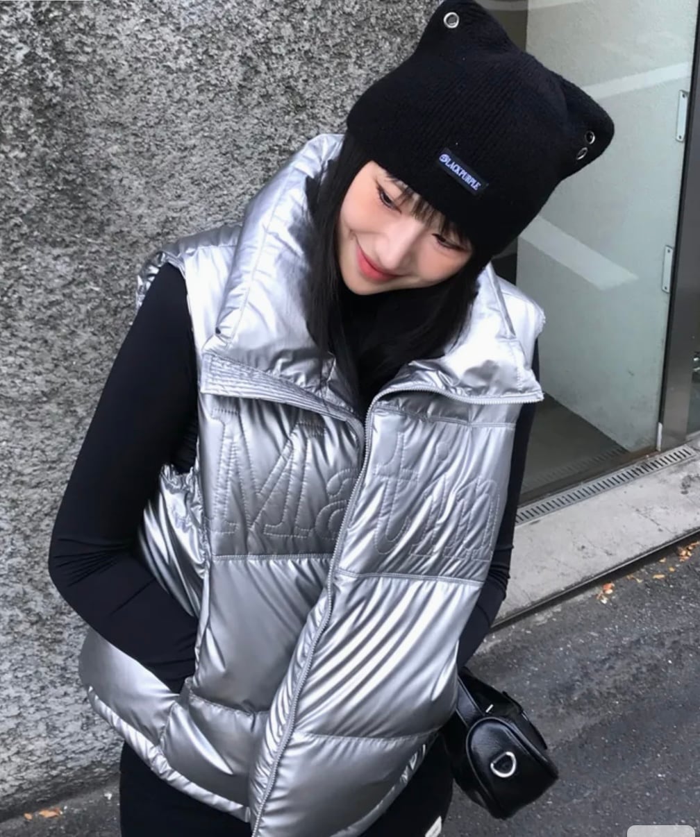 MATIN )2024 FW BIG LOGO POINT DOWN VEST FOR WOMEN女性用ビッグロゴポイントダウンベスト
