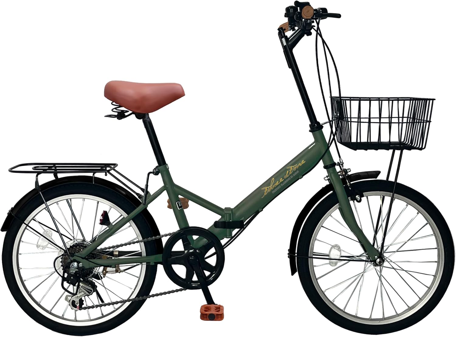 折りたたみ自転車 AJ-08np ノーパンクタイヤ 2025年モデル 20インチ シマノ6段ギア 荷台 カゴ ライト ワイヤーロック錠 通勤 通学 街乗り 防災 防災用品