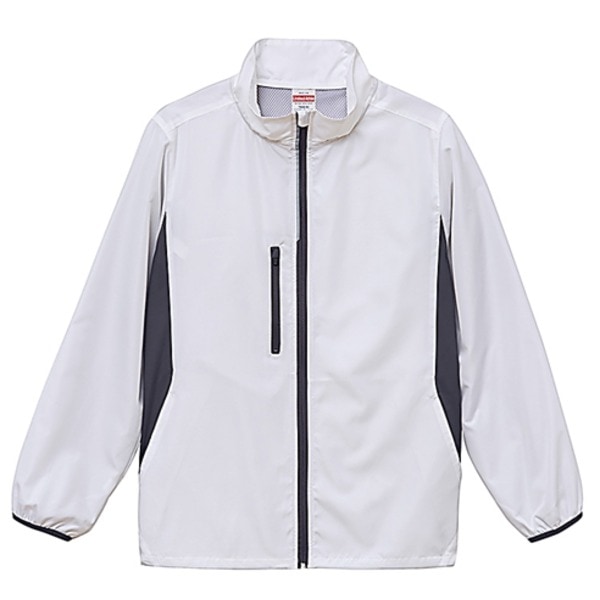 スタンドジップ ジャケット ホワイト L シャカシャカと音がしない 撥水 ＆ 防風加工 リフレクター 裏地付 防寒着 上着