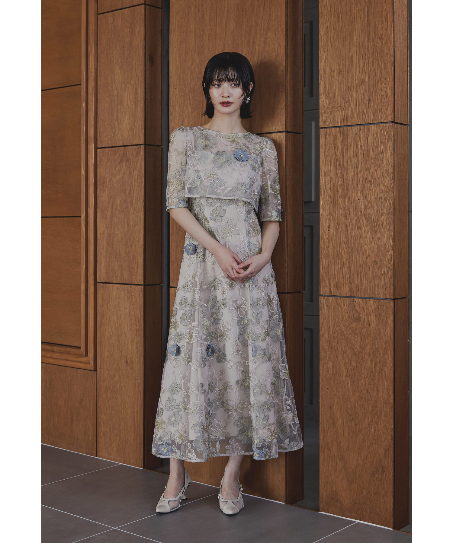 フラワーレースボレロセットドレス パーティードレス 結婚式 花柄 キャミワンピース 2点セット 袖あり 半袖 ロング丈 2way 3way お呼ばれ パーティー 二次会 披露宴 謝恩会 成人式