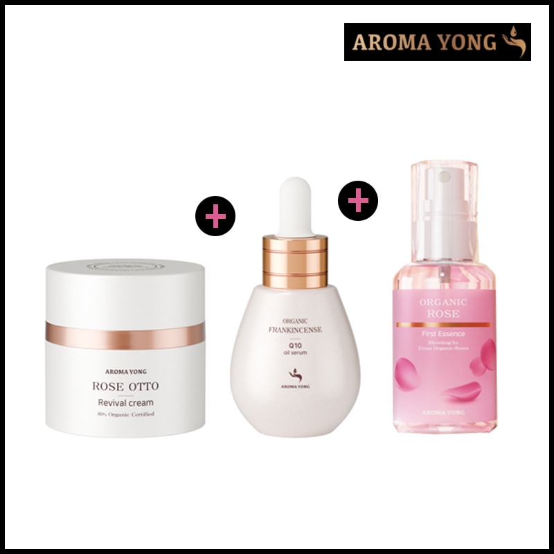 オーガニックフランキンセンスキューテンオイルセラム 30ML +ローズオットーリバイバルクリーム50ML+オーガニックローズファーストエッセンス80ML(+5mlオイル+クリーム2枚)