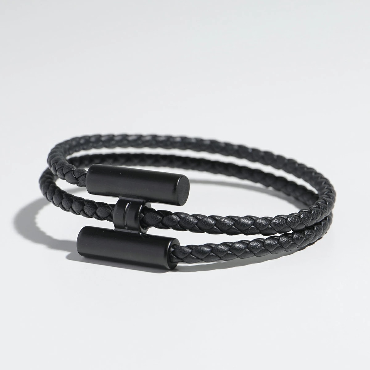 HERMES エルメス ブレスレット Tournis Tresse トゥルニトレッセ 077300FI レディース スイフト レザー ダブルコード Hロゴメタル ブラック×ブラック