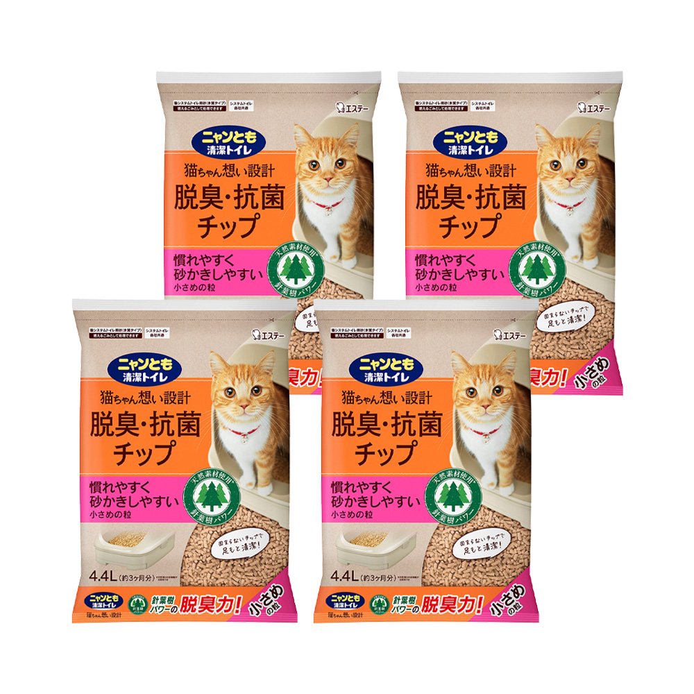 猫砂　ニャンとも清潔トイレ　脱臭・抗菌チップ　小さめの粒　４．４ＬX４袋　ＣＲＣ30―14―60―20―00