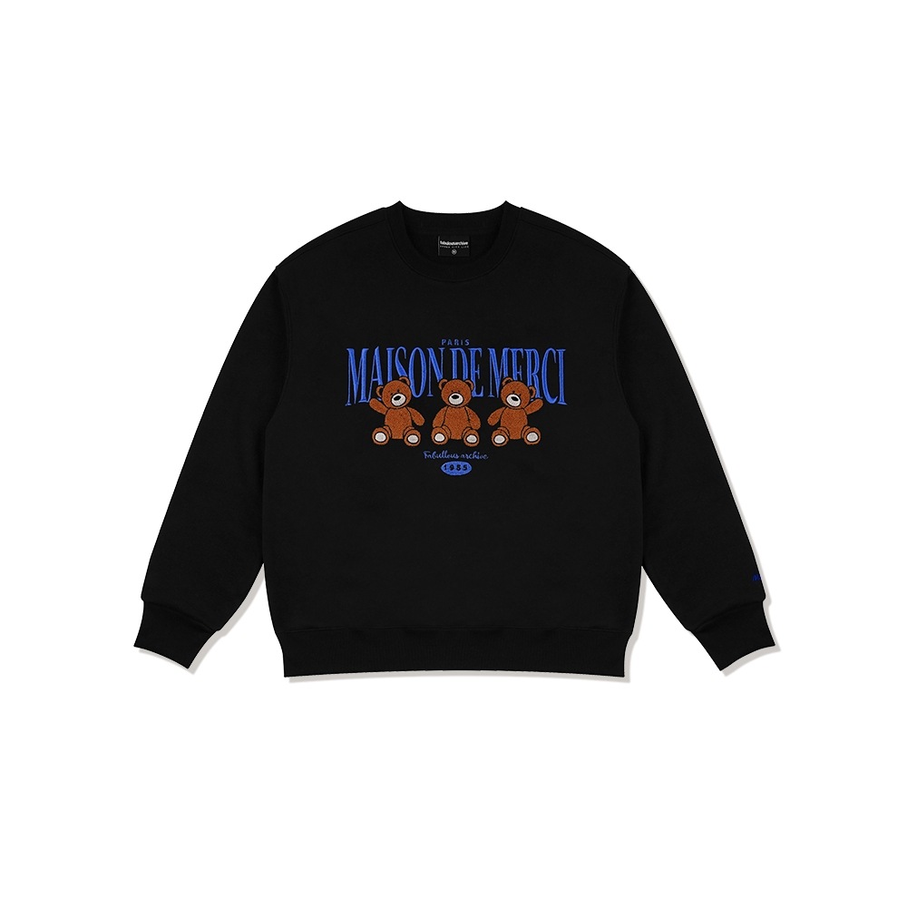 ファビュラスアーカイブ女性用クロップベアフレンズブックルスウェットシャツブラック (FCC3TS451W)