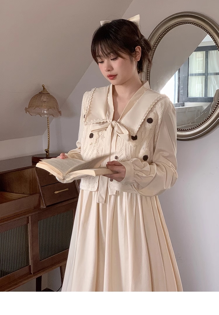 プラスサイズ 女性 甘い カラー 春 プルオーバー ミドル丈 ドレス ワンピース 膝下 袖あり 長袖 Vネック 襟付き 大人可愛い シンプル カジュアル 大人 上品 おしゃれ お洒落 とろみ感 抜け感