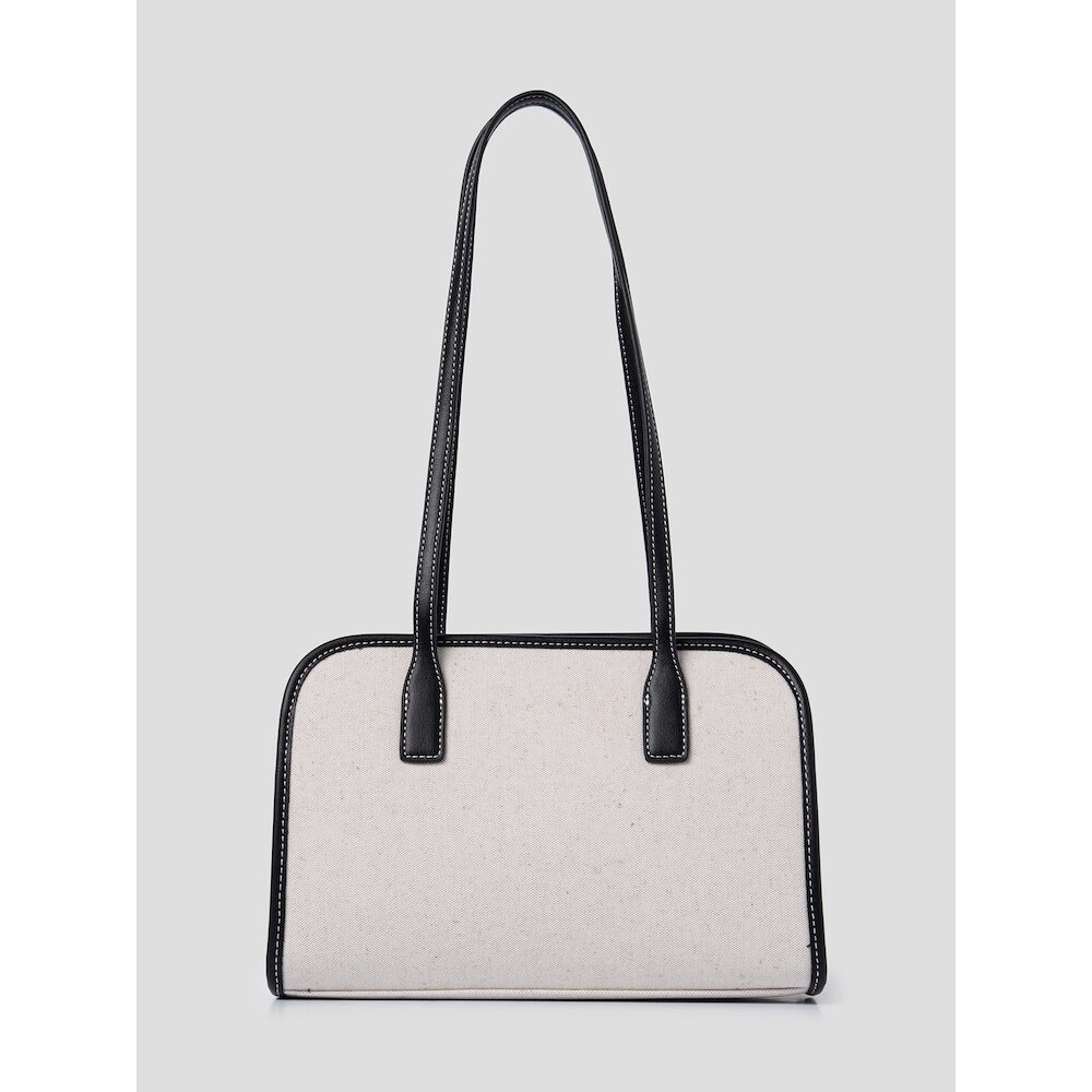 キャンバス配色正方形ショルダーバッグアイボリー/韓国人気/ショルダーバッグ/大容量ショルダーバッグ 6,149円